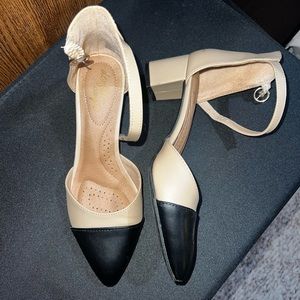 Cute nude cap toe heels
